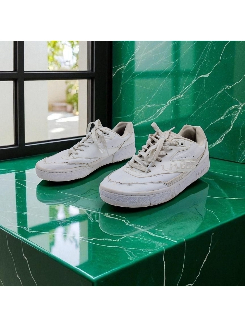 L. A. Gear Sketchers Sz 8 Hot Shots White Leather Sneakers